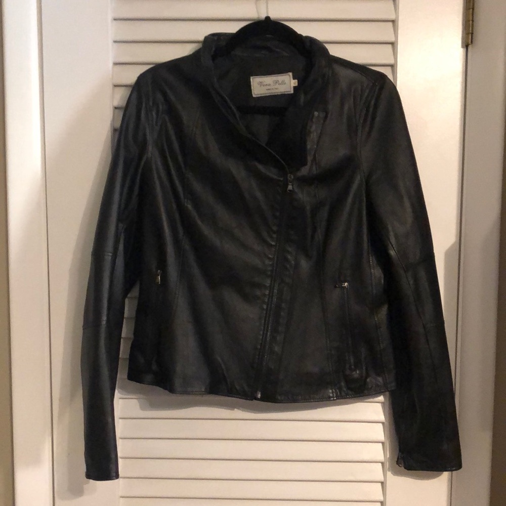 EUC Black moto  Italian leather jacket